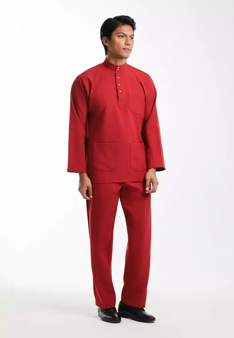 Alain Delon Baju Melayu Cekak Musang Dewasa - 19026001-75Red