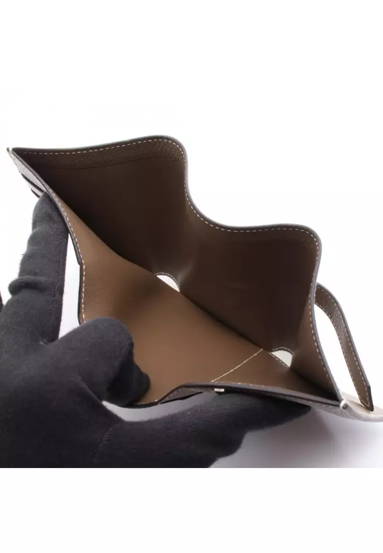 Pre-Loved Hermès Bearn Combination Etoupe trifold wallet Chevre Gray brown silver hardware Z stamp