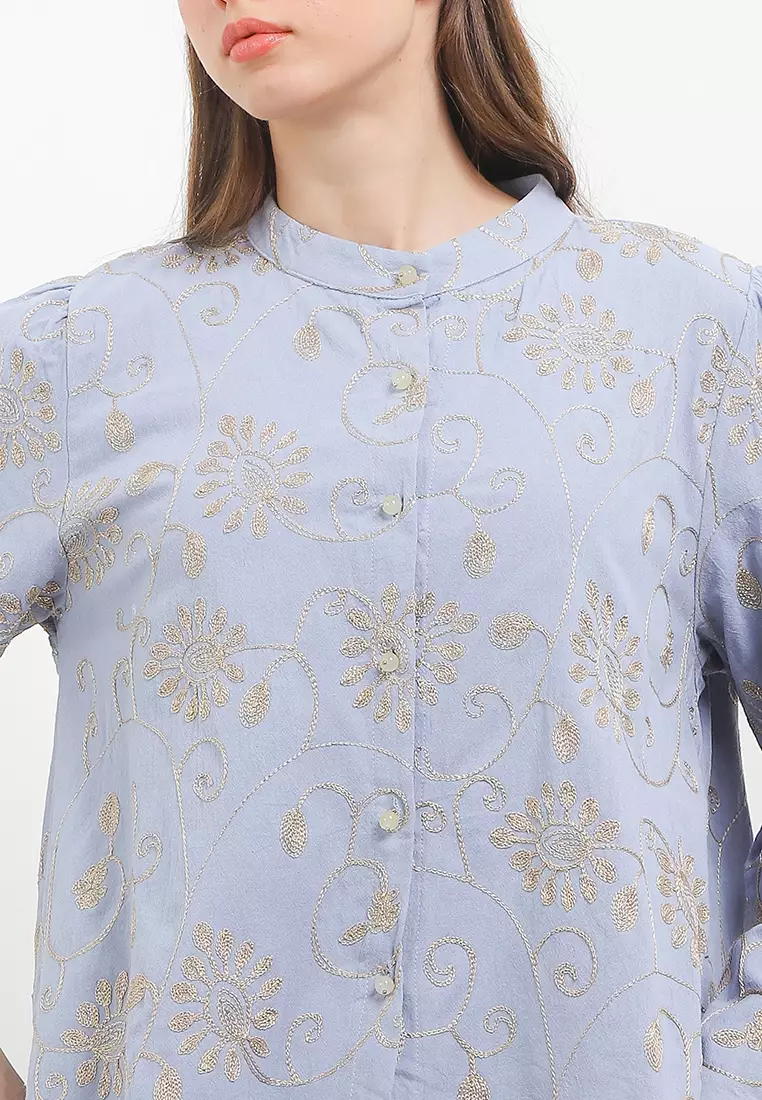 L/S Gold Emb Blouse