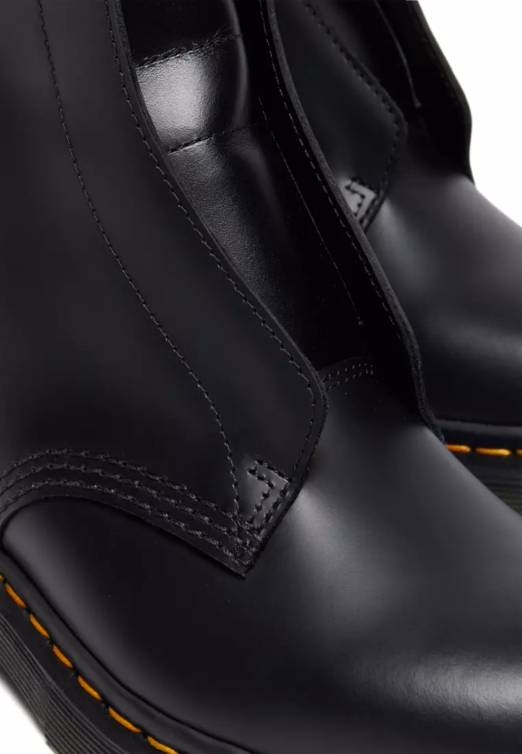 1460 LACELESS Smooth Leather Slip On Black Boots - Women