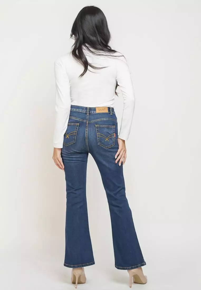 DUST Celana Vintage Cutbray Jeans Adisti Navy Comfease (D. 3816)