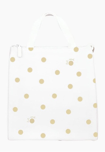 Kate Spade NY Stationery white Kate Spade Lunch Bag, Gold Dot with Script 1F03BACACB5306GS_1