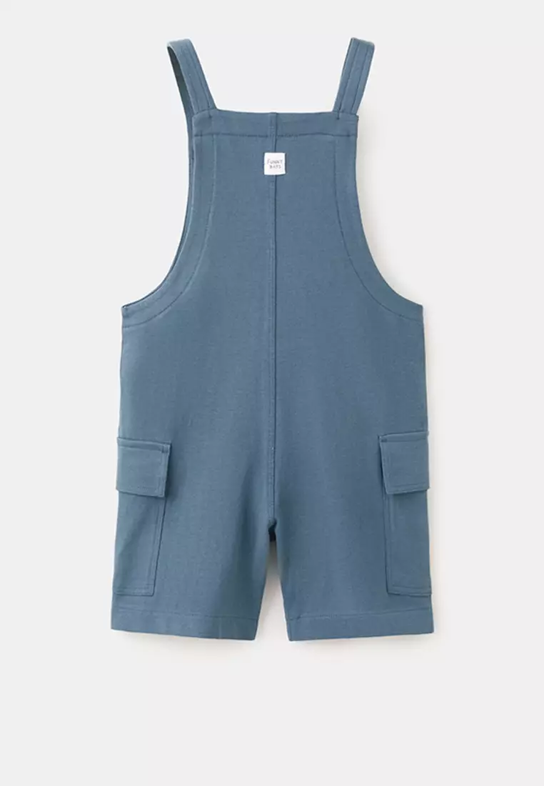 Cotton Dungaree Romper With Cargo Pockets
