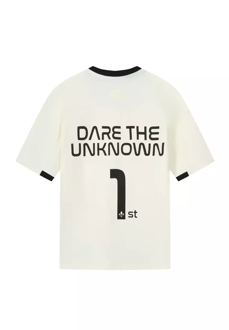 男裝 LOGO 復古寬鬆落肩拼色T裇