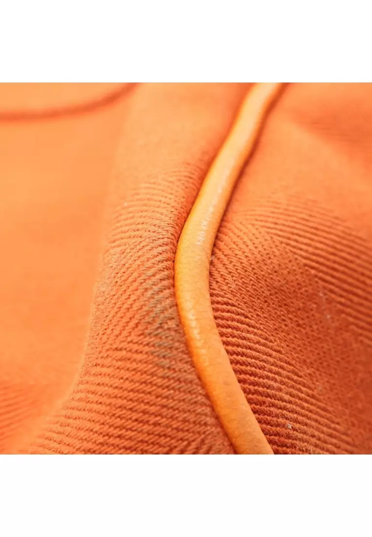 Pre-Loved Hermès Valparaiso MM Potiron Handbag toile chevron leather orange silver hardware