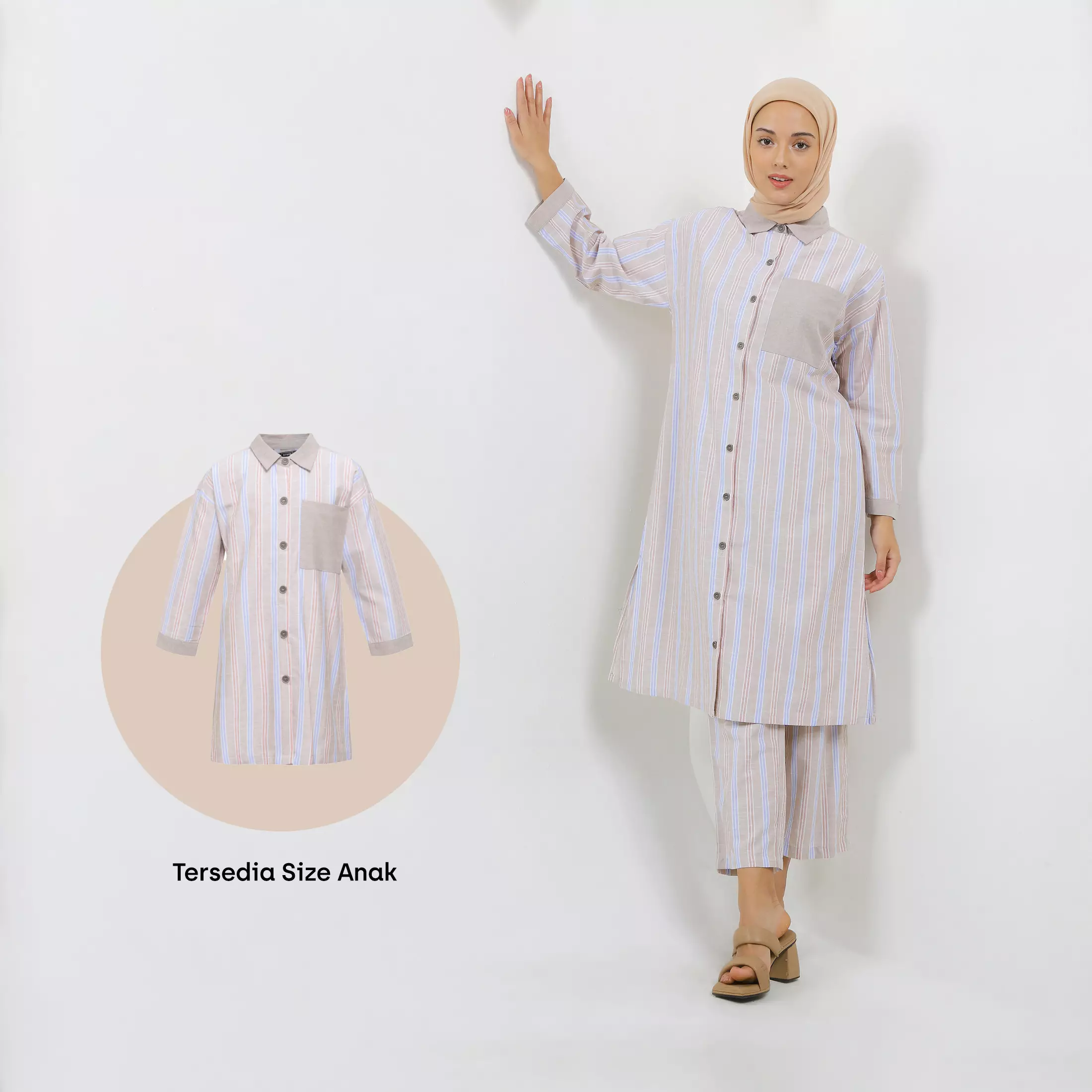 MFMW Lil Gesya Midi Dress Anak Coklat Motif Salur