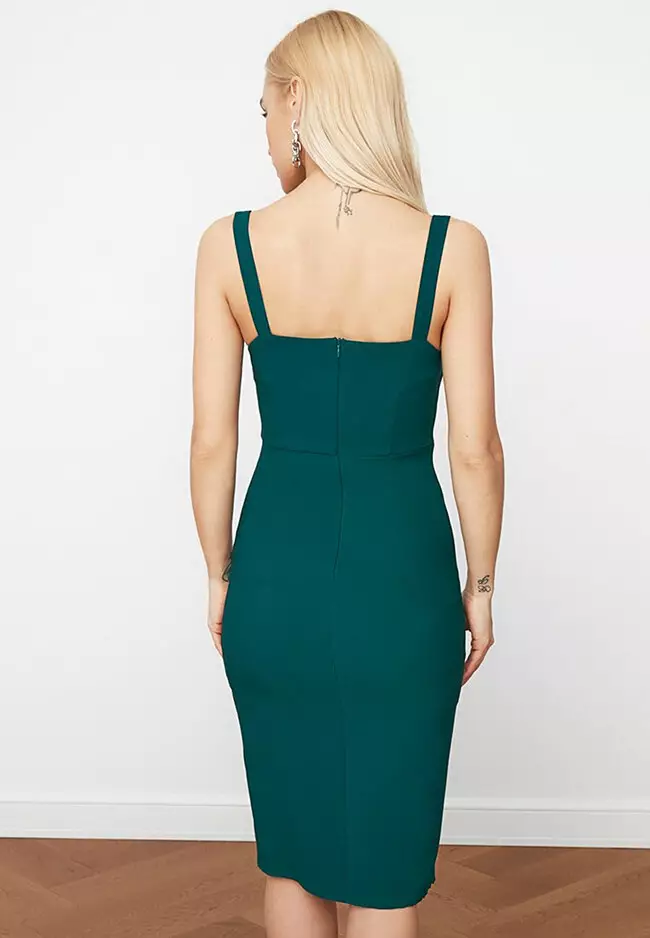 Eyelet Lace Up Midi Dress