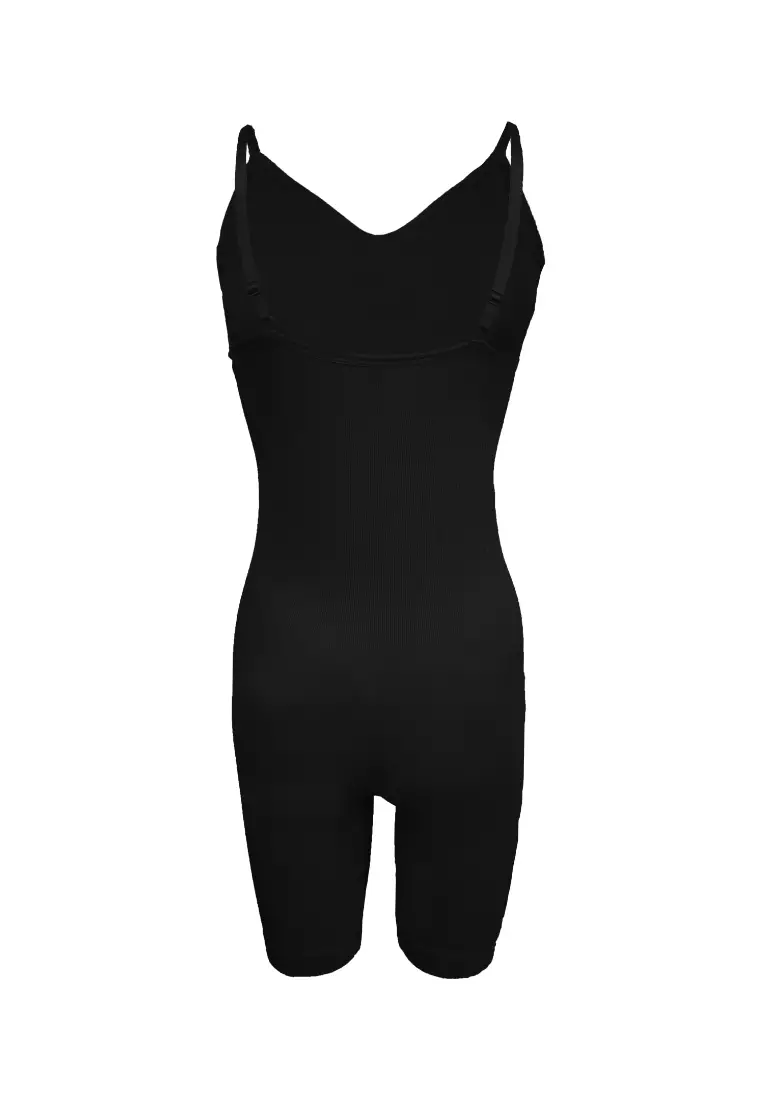 None Padded Mid-Thigh Bodysuit with Slimming Effect Shapewear for Women 