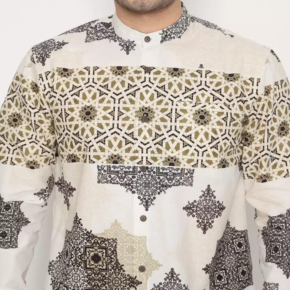 AMK Kemeja Koko Pria Printing  Lengan Panjang KK ISKANDER L/S Black