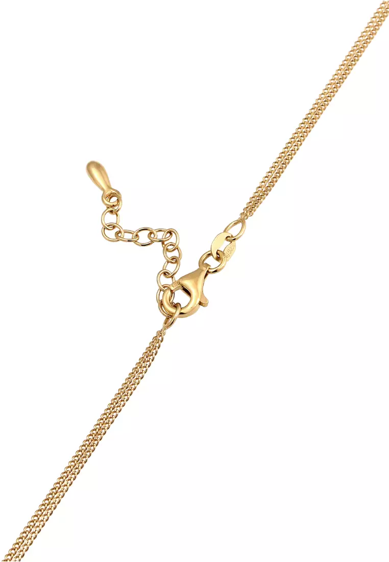Necklace Layer Light Green Crystals Gold Plated