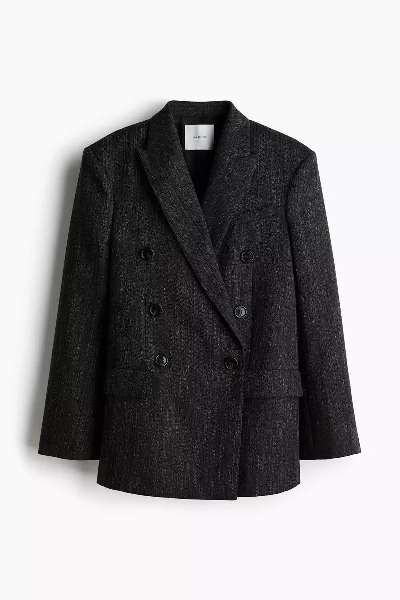 Double-breasted wool-blend blazer