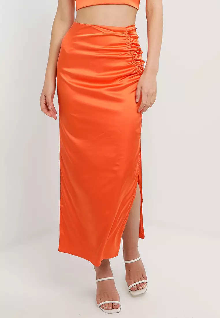 Mid length 2024 satin skirts 70s