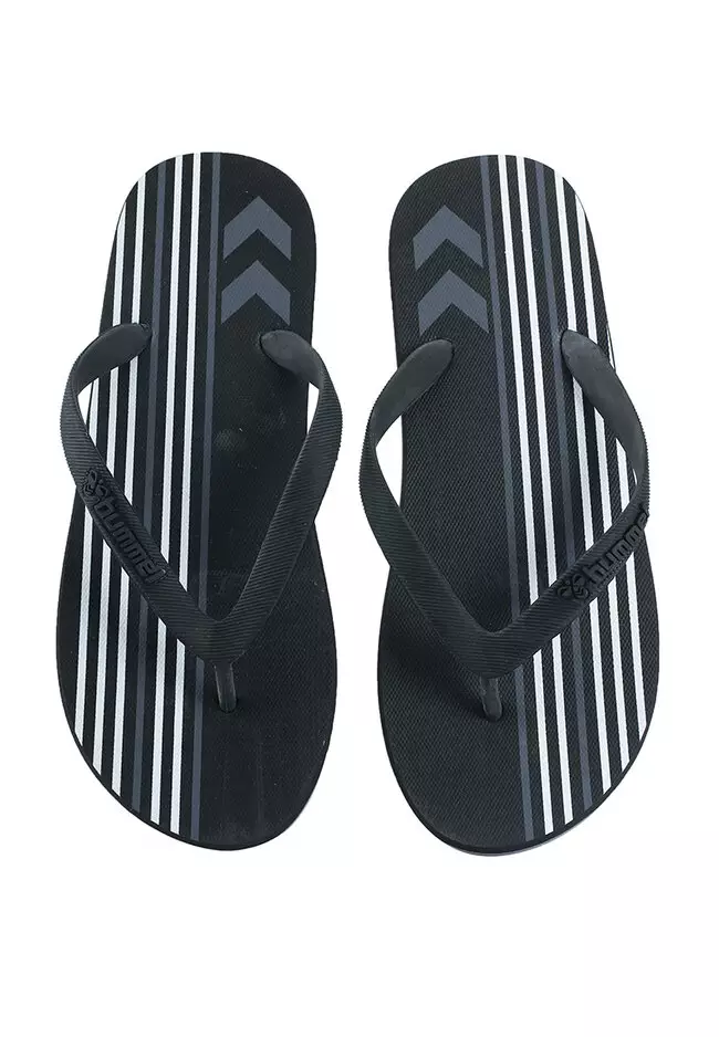 black and white striped flip flops