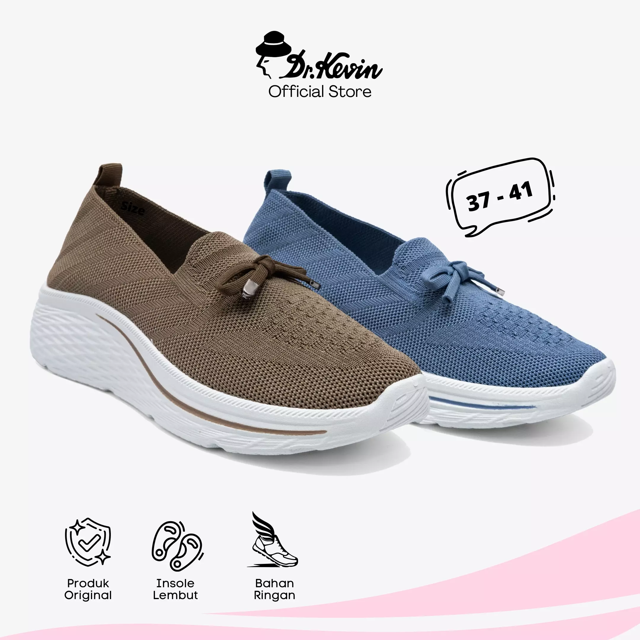 Dr. Kevin Sepatu Olahraga Sport Wanita Sneakers Rajut Slip On 559-006