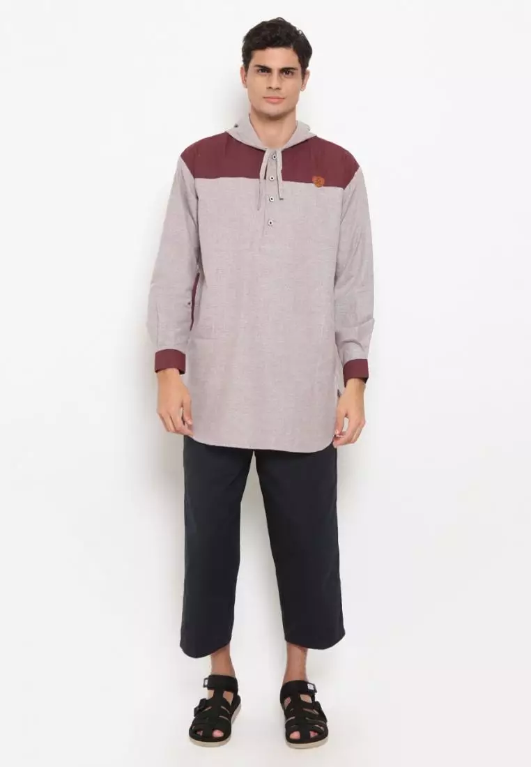 Zayidan Baju Koko Gamis Muslim Pria Zubair Hoodie - Pink