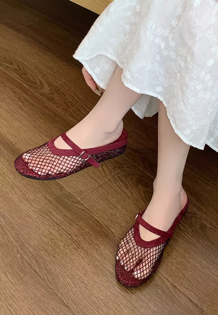 Mesh Hollow Strap Slip-Ons WW3368-2