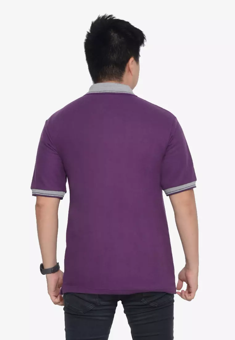 Andre Michel Kaos Polo Shirt Lengan Pendek Kerah Abu Ungu Tua 933-47