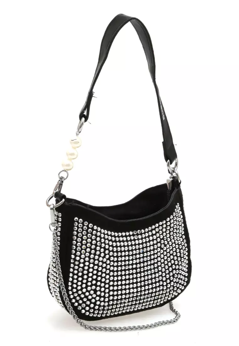 Eilaria Tas Selempang Wanita Shoulder Bag Pesta Desain Elegan Material PU Leather ORIGINAL - Silver