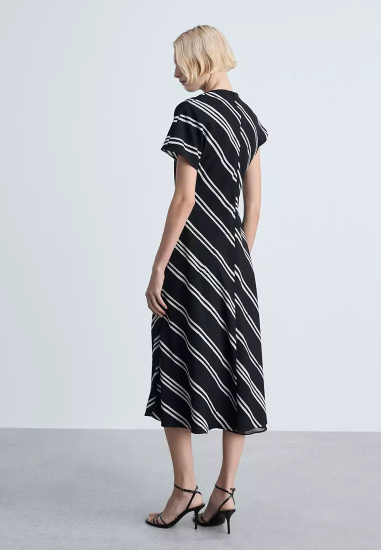 Striped Print Midi Dress