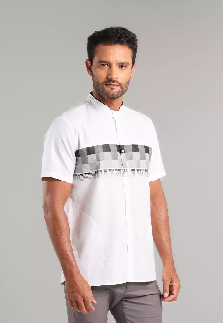 MOC Kemeja Koko Lengan Pendek Pria Dubai - White