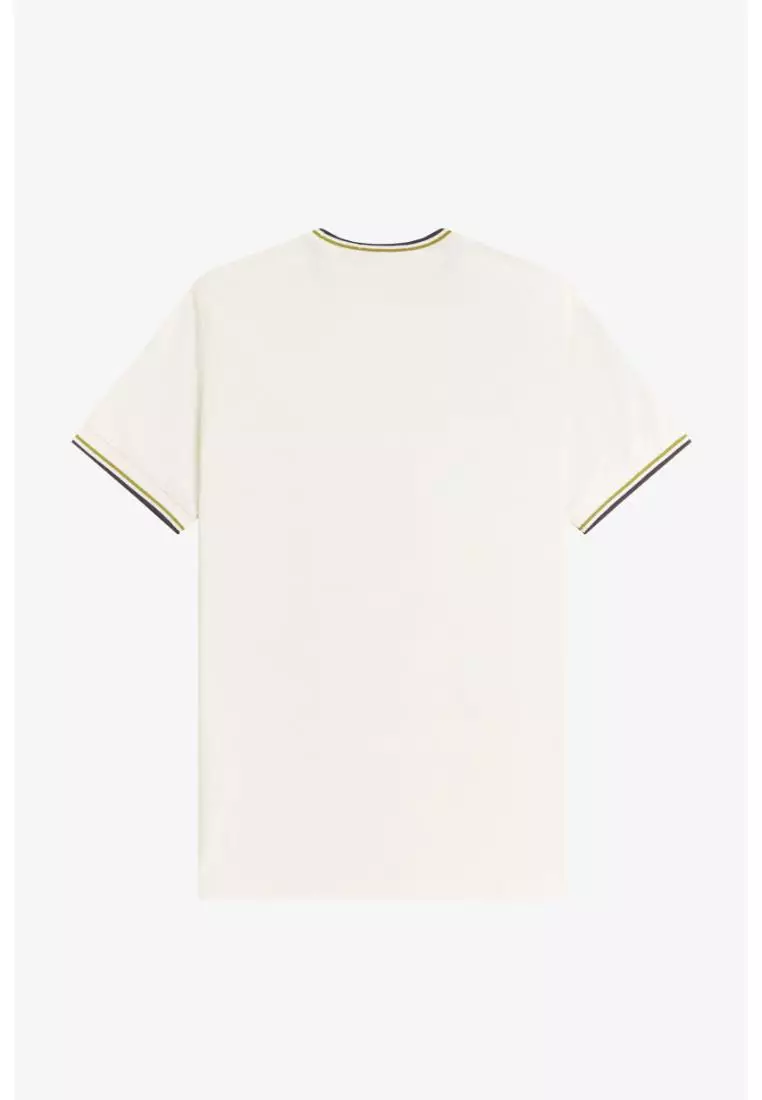 Fred Perry M1588 Twin Tipped T-Shirt (Ecru / Tennis Ball Yellow / Anchor Grey)