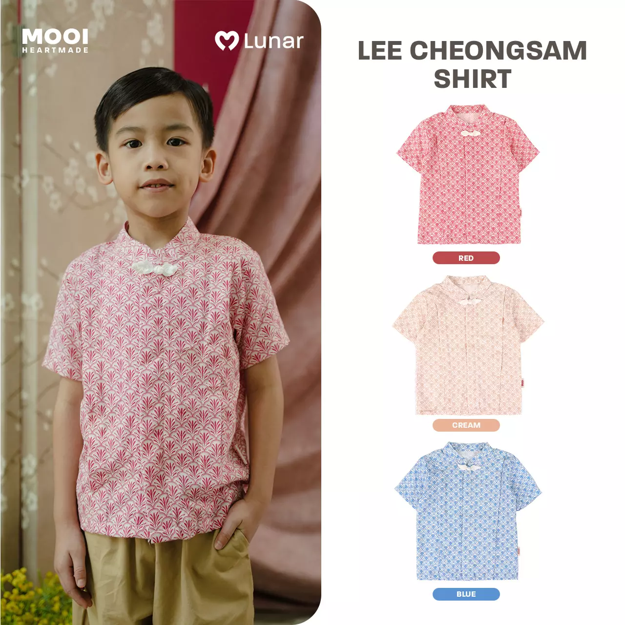 Mooi Kemeja Anak Laki-Laki Lunar Collection Lee Cheongsam Shirt - Blue
