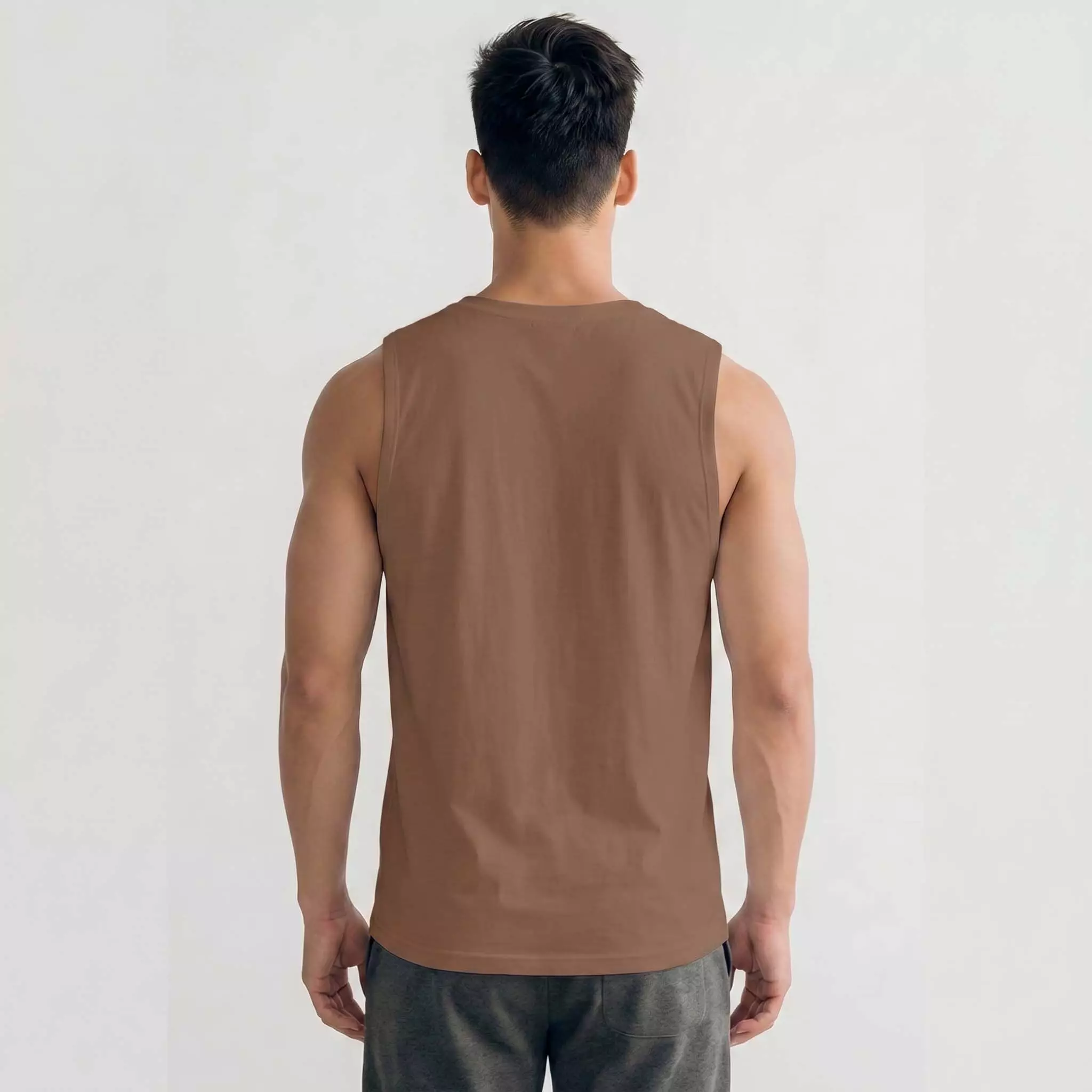 THIRDDAY Kaos Kutung Tank Top Instacool "pain and fuel" Coklat MUA39
