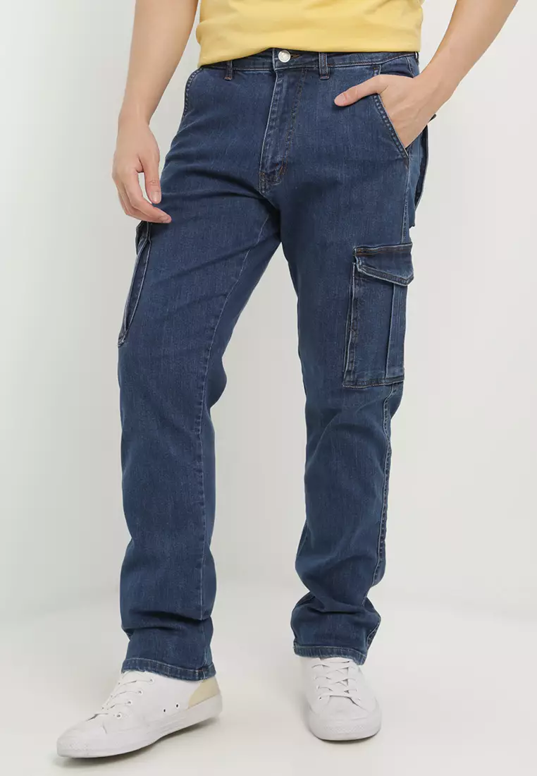 Electro Denim Lab Stretch Straight Cargo Jeans 2023, Buy Electro Denim Lab  Online