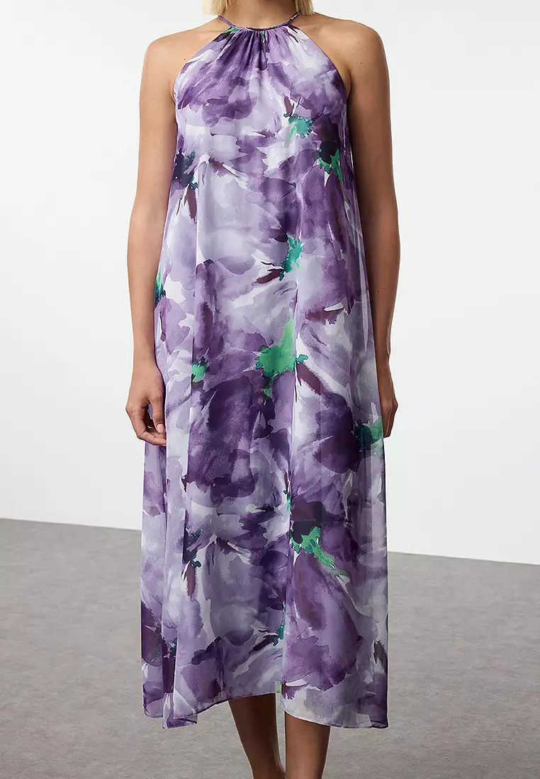 Floral Chiffon Midi Dress