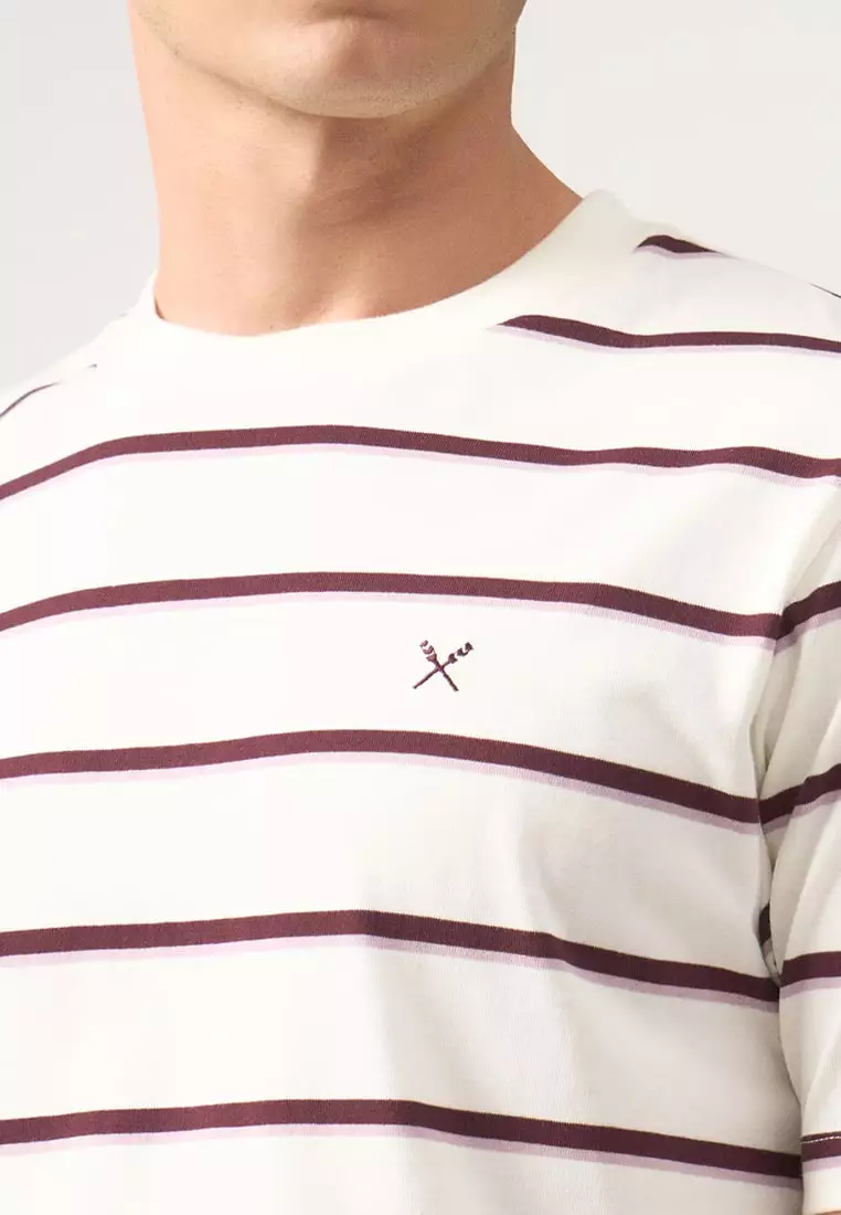 Regular Fit Striped T-Shirt In Brushed Heavy Jersey