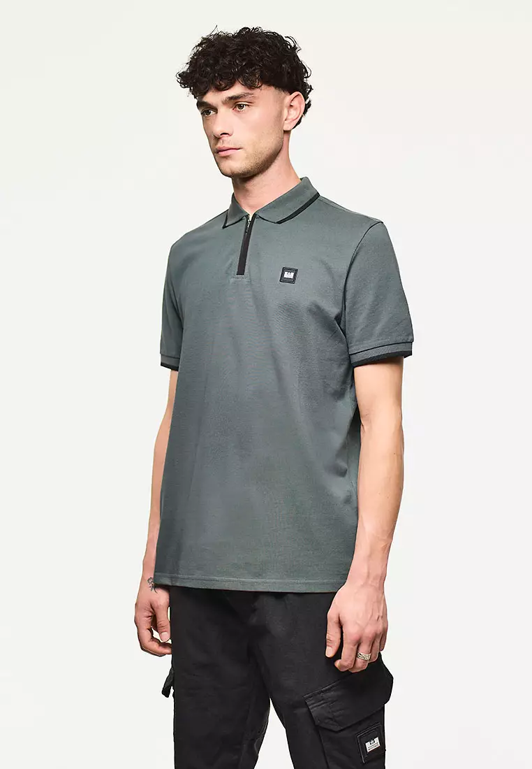 MENS CYCLONE/BLACK MONTI ZIP POLO WITH PARACHUTE DETAIL