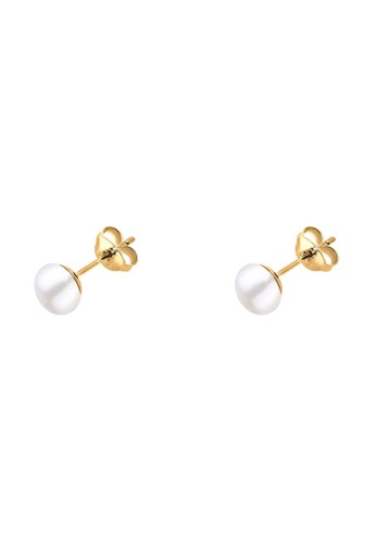 淡水珍珠 9esprit分店地址25 純銀鍍金釘狀耳環, 飾品配件, 耳釘
