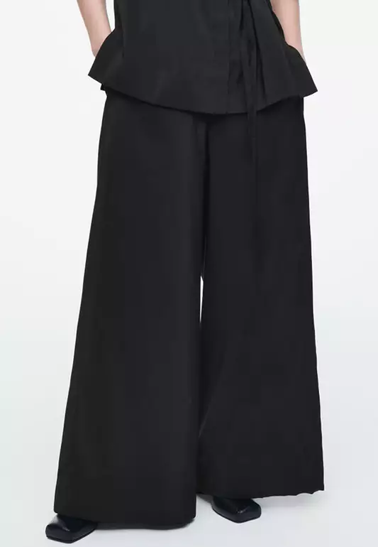 Elasticated Wide-Leg Trousers