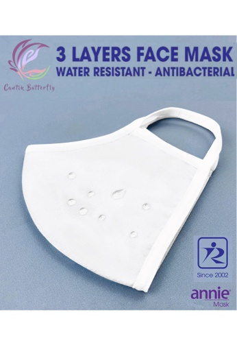 Cantik Butterfly white Annie Mask Water Resistant Antibacterial Reusable (White) Set of 3 B1756ESB451FA2GS_1