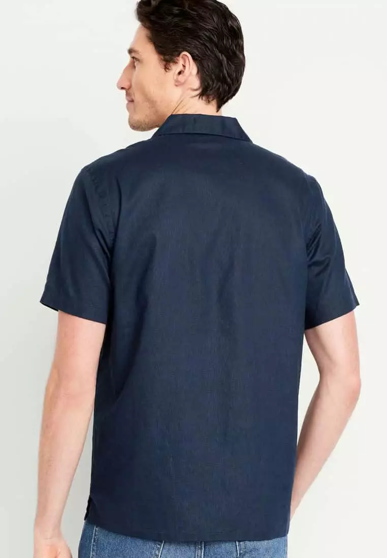 Buy Old Navy Short-Sleeve Linen-Blend Camp Shirt for Men 2025