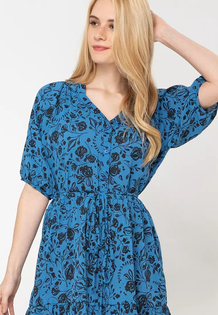 Luca Button-Down Dress with Self-Tie Belt