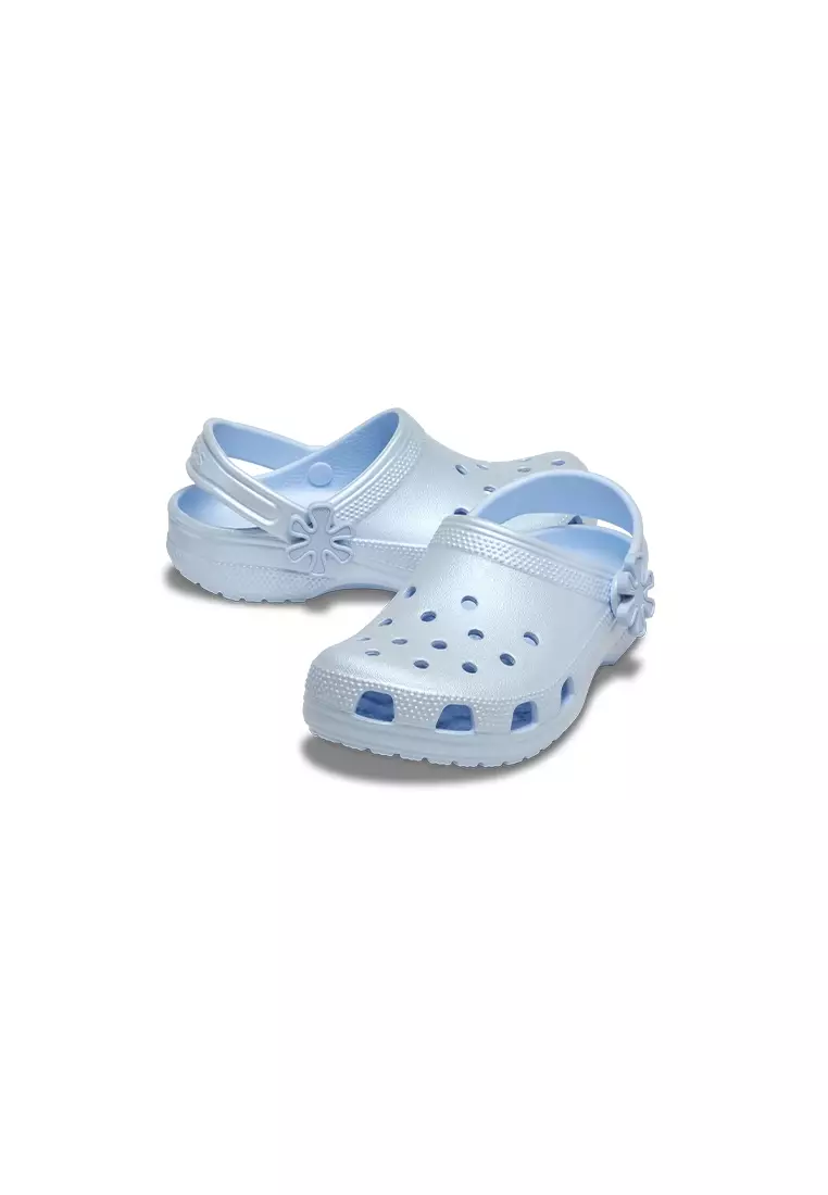 Kids' Classic Pearl Shine Clog in Blue Frost