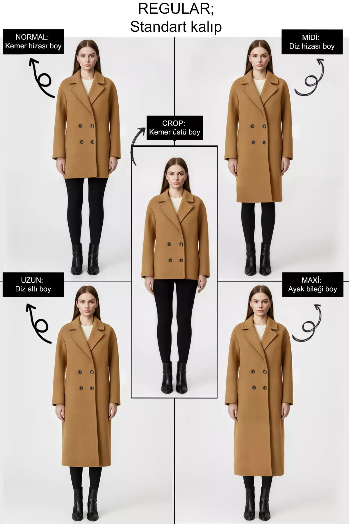 Special Collection Black Faux Leather Fur Detailed Mono Closure Oversize Long Coat