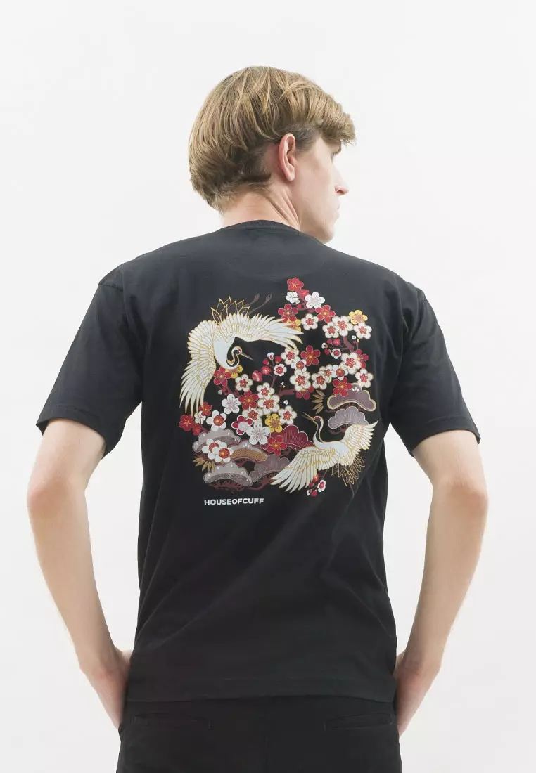 Kaos hitam t shirt polos houseofcuff motif Flower READY HINGGA 4XL