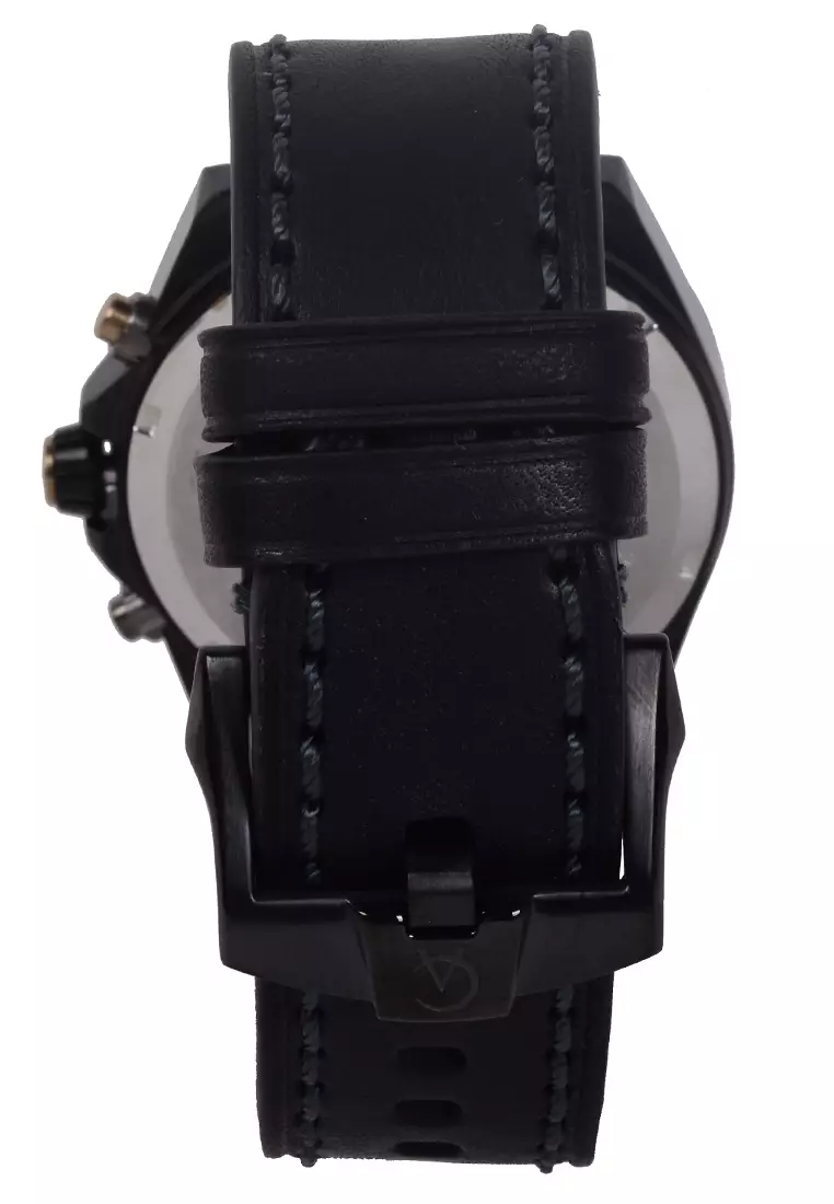 Alexandre Christie - Jam Tangan Chronograph Pria - Black - Leather Strap - 6620 MCLIPGNIV