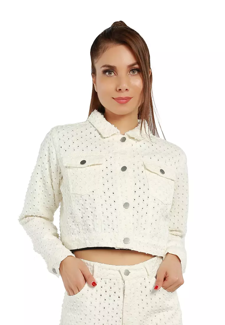 White cropped on sale jacket womens