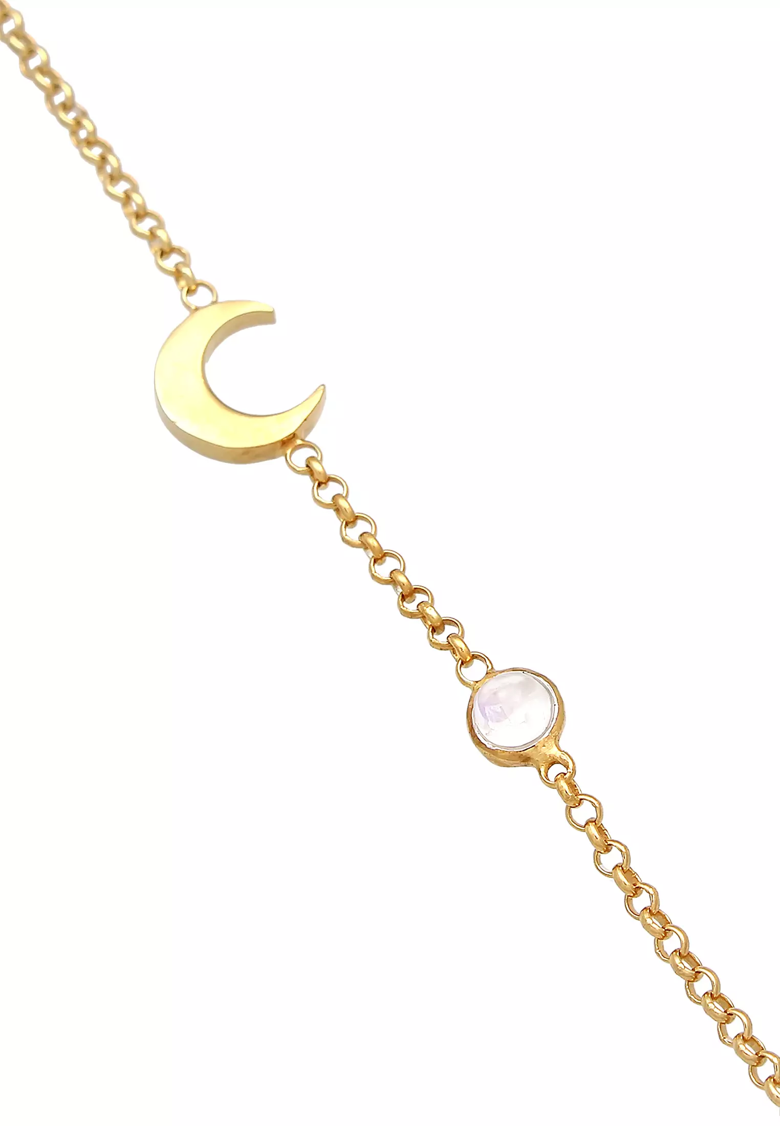 Anklet Half Moon Astro Moonstone Gold Plated