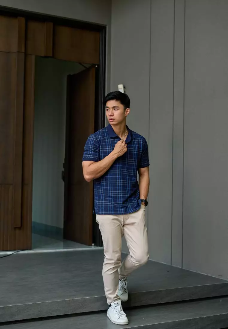 Kale / PARVIS Navy / Polo Shirt Pria / Atasan Kaos Polo Pria / Kaos Polo Berbahan Cotton Pique / Polo Shirt Slim Fit