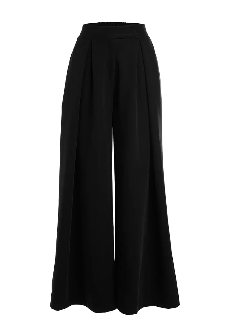 High Waist Wide Leg Trousers in Black