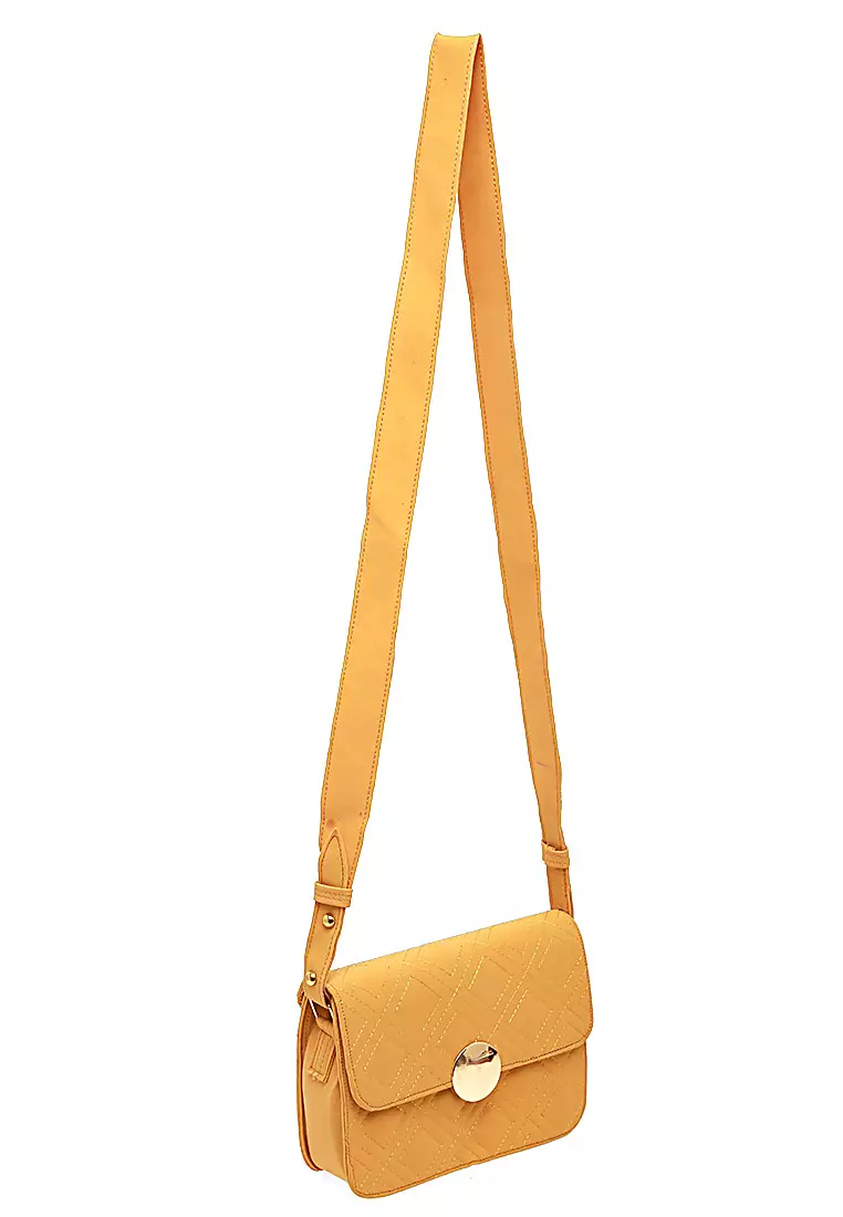 Fizva Tas Selempang Wanita Design Simple Tali Panjang Quality Premium - Mustard