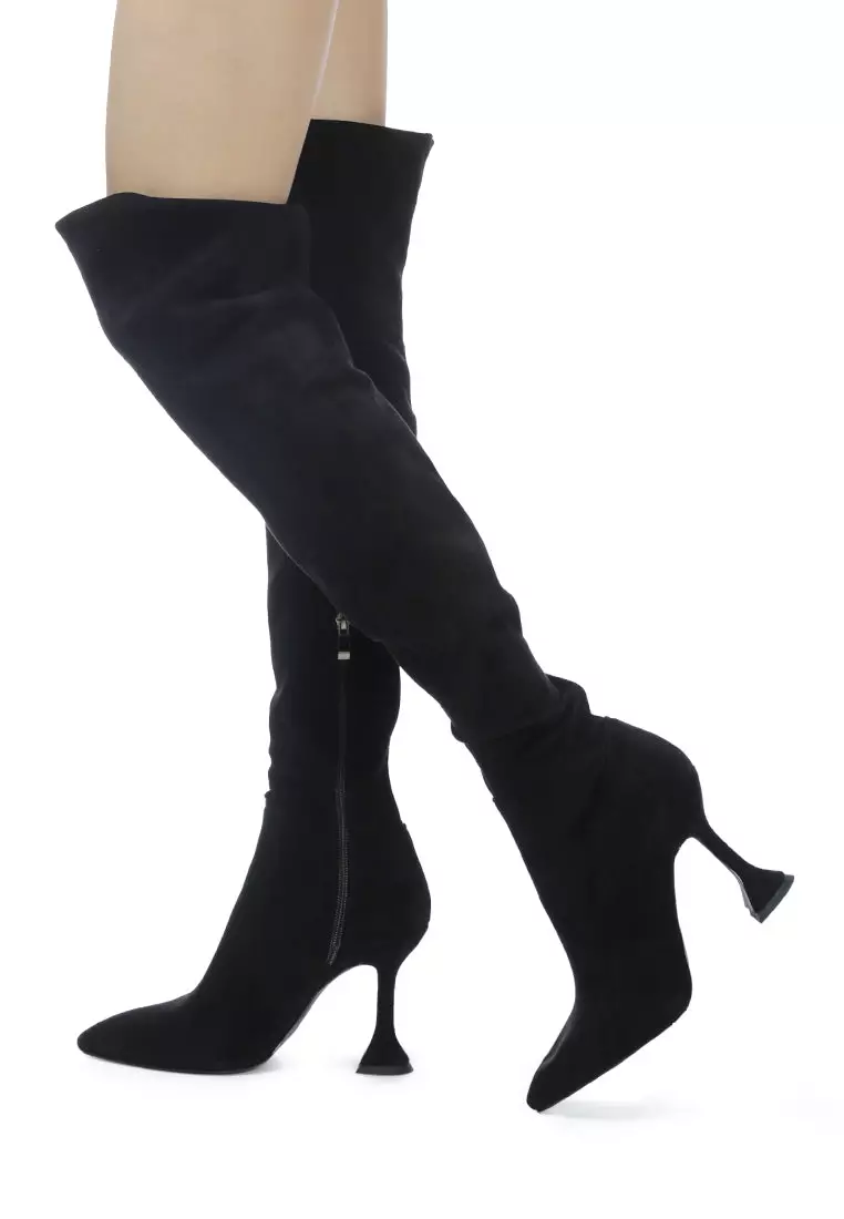 Buy London Rag Over the Knee High Heeled Boots in Black Online | ZALORA ...