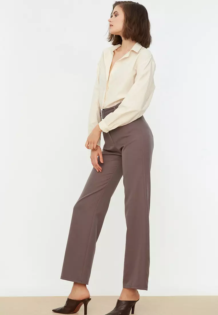 Belted Straight Cut Pants