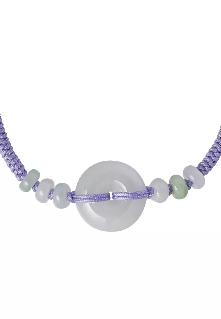 TOMEI [Online Exclusive] Natural Ping-An-Kou Jade with Purple Rope Bracelet