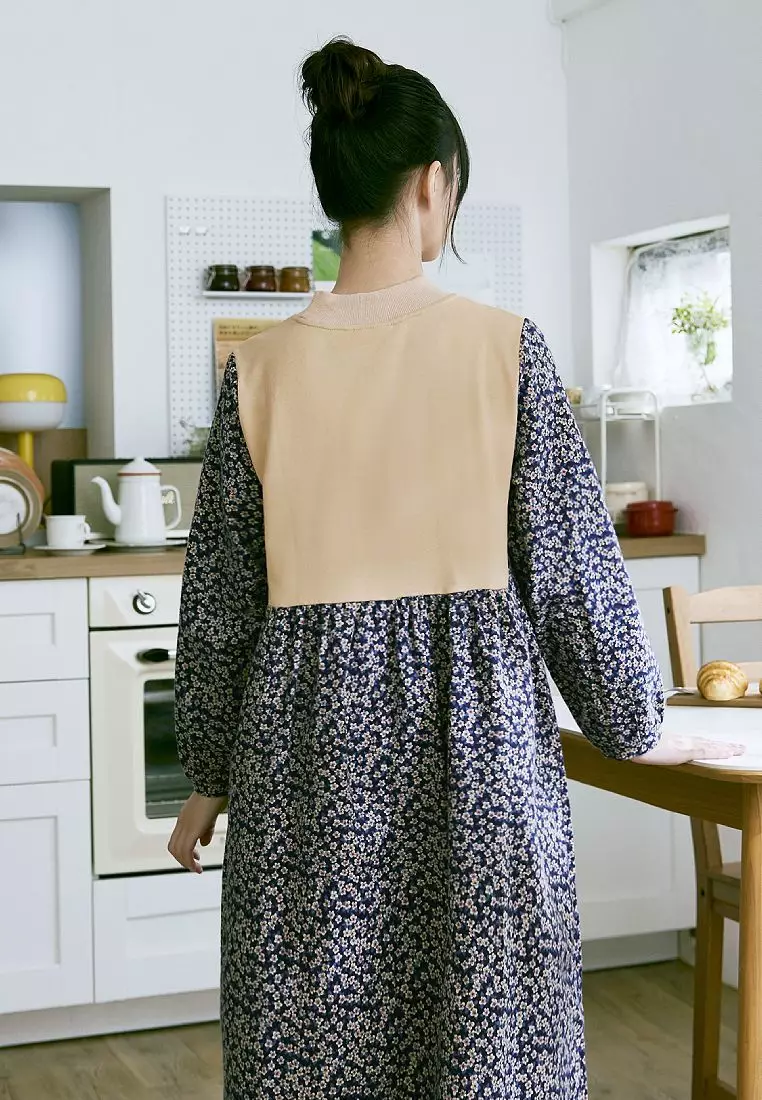 KITTY拿鐵咖啡系列．純棉小碎花假兩件背心洋裝《KB1413》