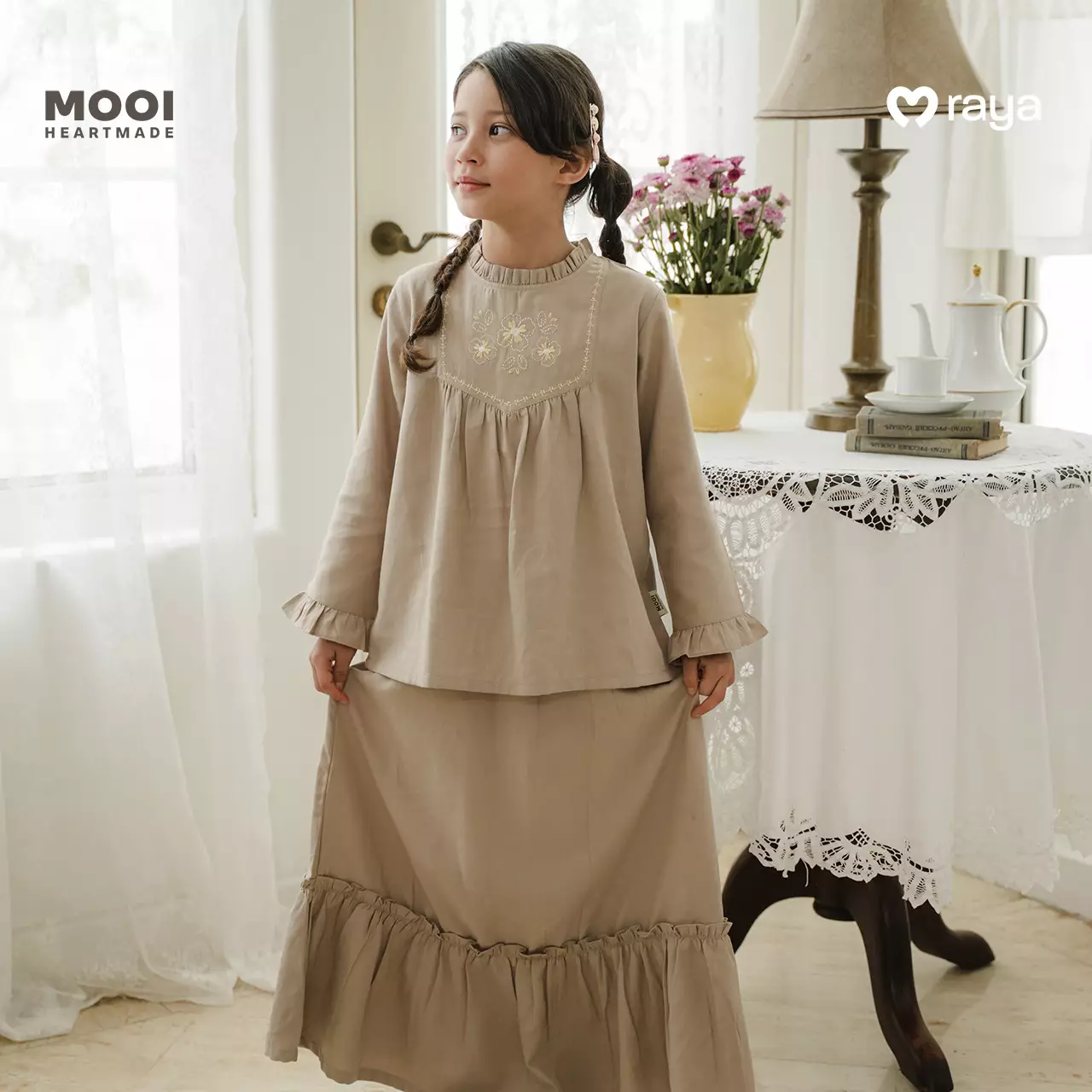 Mooi Setelan Anak Perempuan Raya Collection Hamnah Tunik Set Basic Series 2026 - Deep Navy